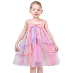 Girls Dress Sleeveless Halter Flower Multi Layer Chiffon Size 3-14 Years