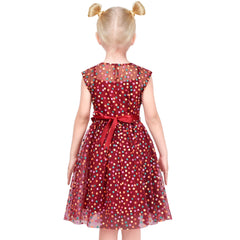 Girls Dress Dot Star Lace Dress Size 6-12 Years