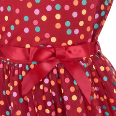 Girls Dress Dot Star Lace Dress Size 6-12 Years