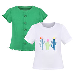 2 Packs Girls Top Tee Shirt Long Sleeve School Uniform Size 2-12 Years