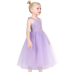 Girls Dress Flower Sparkling Sequins Belted Tulle Party Size 4-14 Years