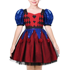 Girls Dress Clown Costume Halloween Carnival Of Cultures Rose Monday Size 4-10 Years