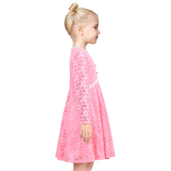 Girls Dress Flower Lace Collar Skirt Dress Size 4-14 Years