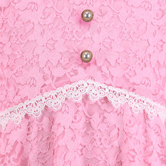 Girls Dress Flower Lace Collar Skirt Dress Size 4-14 Years
