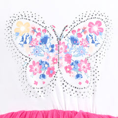 Girls Dress Cream Sequin Heart Butterfly Tulle Skirt Long Sleeve Size 3-12 Years