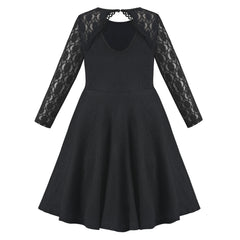 Girls Dress Flower Lace Collar Skirt Dress Size 4-14 Years