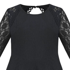 Girls Dress Flower Lace Collar Skirt Dress Size 4-14 Years