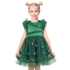 Girls Dress Floral Ruffle Tulle Skirt Flutter Flare Sleeve Size 4-10 Years