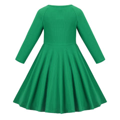 Girls Dress Christmas Stripe Pearl Vintage Party Holiday Long Sleeve Size 6-12 Years