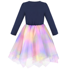 Girls Dress Long Sleeve Christmas Owl Sparkling Sequin Tulle Size 3-14 Years