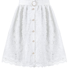 Girls Dress Flower Lace Collar Skirt Dress Size 4-14 Years