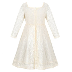 Girls Dress Flower Lace Collar Skirt Dress Size 4-14 Years