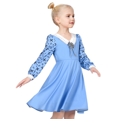 Girls Dress Flower Long Sleeve Cotton Causal Dress Size 3-12 Years