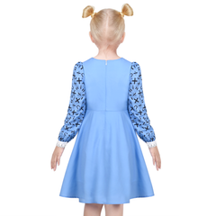 Girls Dress Flower Long Sleeve Cotton Causal Dress Size 3-12 Years