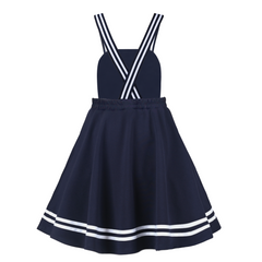 Girls Dress Suspender Skirt School Uniform Bow Tie Size 4-14 Years