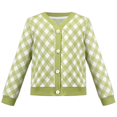 Girls Outfit Set 2 Piece Plaid Knit Cardigan Pleated Skirt Size 6-10 Years