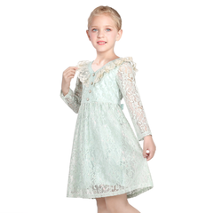 Girls Dress Flower Lace Collar Skirt Dress Size 4-14 Years