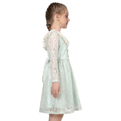 Girls Dress Flower Lace Collar Skirt Dress Size 4-14 Years