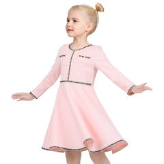 Girls Dress Christmas Stripe Pearl Vintage Party Holiday Long Sleeve Size 6-12 Years