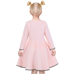 Girls Dress Christmas Stripe Pearl Vintage Party Holiday Long Sleeve Size 6-12 Years