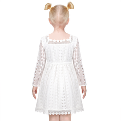 Girls Dress Flower Lace Collar Skirt Dress Size 4-14 Years