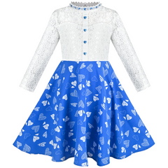 Girls Dress Lace Pearl Plum Blossom Elegant Princess Dress Size 4-14 Years