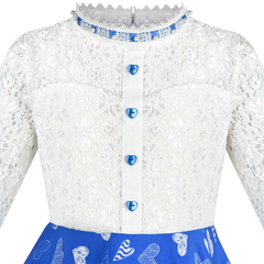 Girls Dress Lace Pearl Plum Blossom Elegant Princess Dress Size 4-14 Years