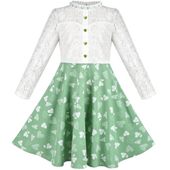 Girls Dress Lace Pearl Plum Blossom Elegant Princess Dress Size 4-14 Years