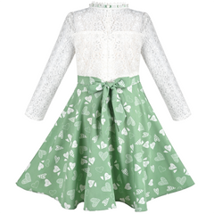 Girls Dress Lace Pearl Plum Blossom Elegant Princess Dress Size 4-14 Years