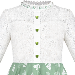 Girls Dress Lace Pearl Plum Blossom Elegant Princess Dress Size 4-14 Years