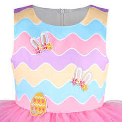 Girls Dress Birthday Princess Ruffle Dress Cake Balloon Print Size 1-10 Years