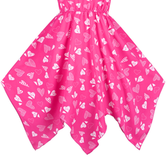 Girls Dress Flower Print Hanky Hem With Necklace Size 6-14 Years