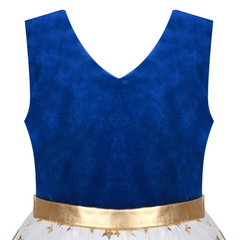 Girls Dress Christmas Vintage V-neck Hollow Back Gold Star Bow Tie Size 6-12 Years