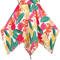 Girls Dress Flower Print Hanky Hem With Necklace Size 6-14 Years