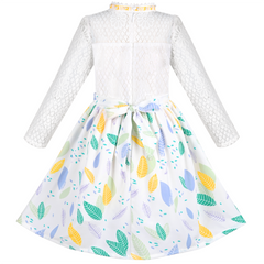 Girls Dress Lace Pearl Plum Blossom Elegant Princess Dress Size 4-14 Years