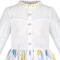 Girls Dress Lace Pearl Plum Blossom Elegant Princess Dress Size 4-14 Years