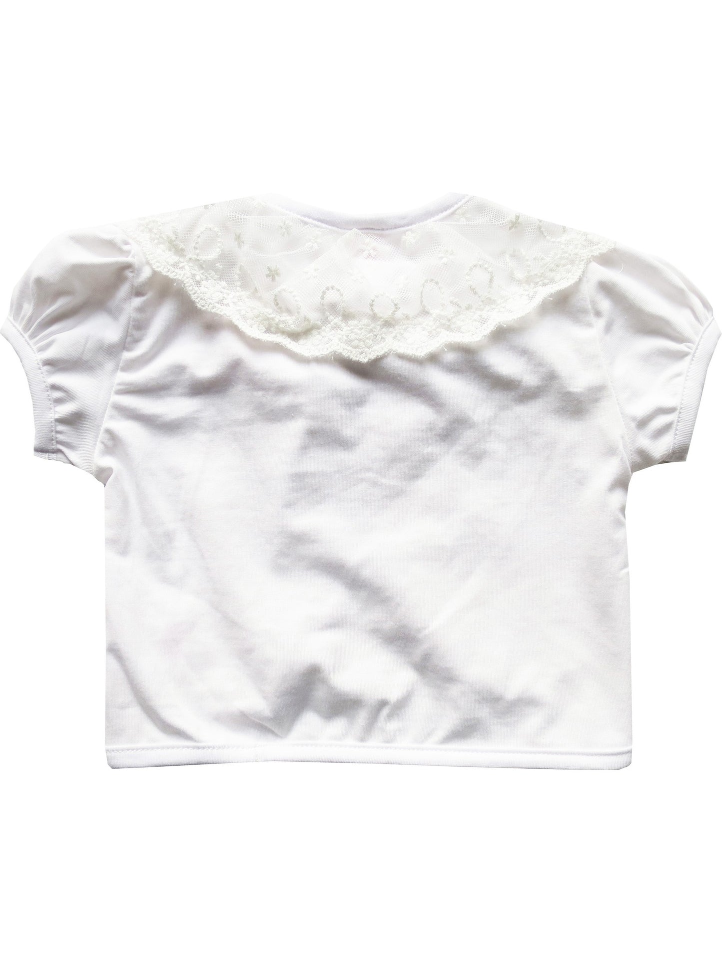 Girls Dress White Top Vest Shrug Lace Flower Pearl Short Sleeve Kids White