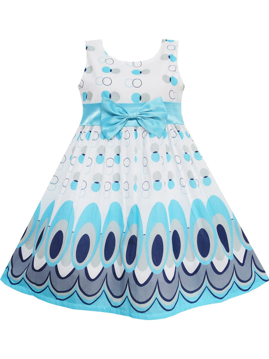 Girls Dress Blue Dot Pink Party Children Sundress Kids SZ Blue