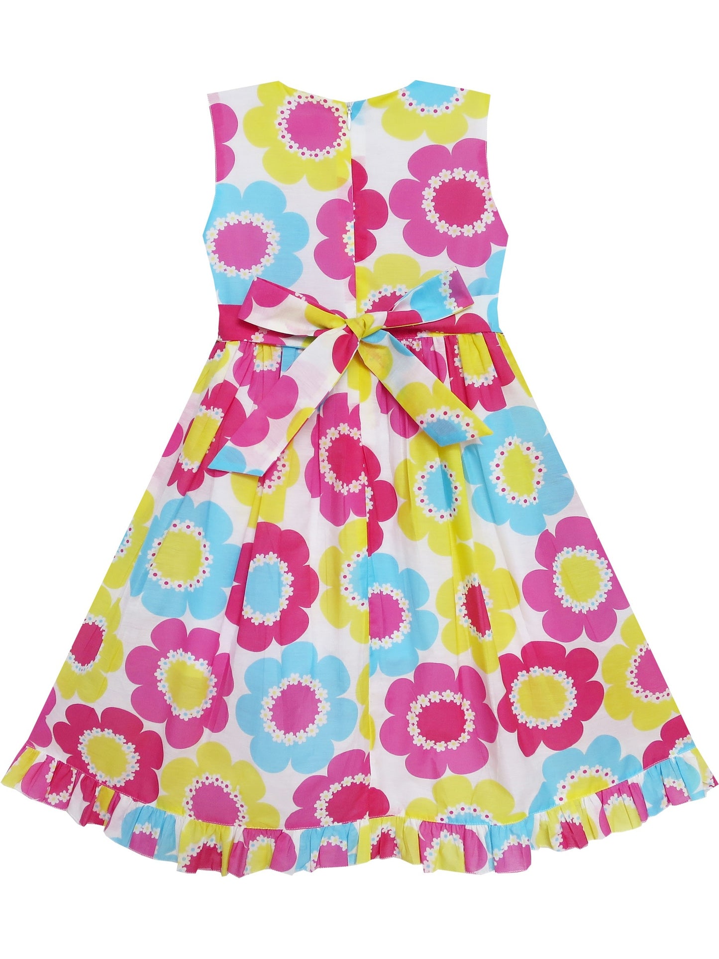 Girls Dress Yellow Red Flower Lace Tiered Pageant Party Dancing Kids Multi-Color