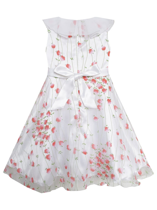 Girls Dress Pink Flower Tulle Pageant Party Holiday White