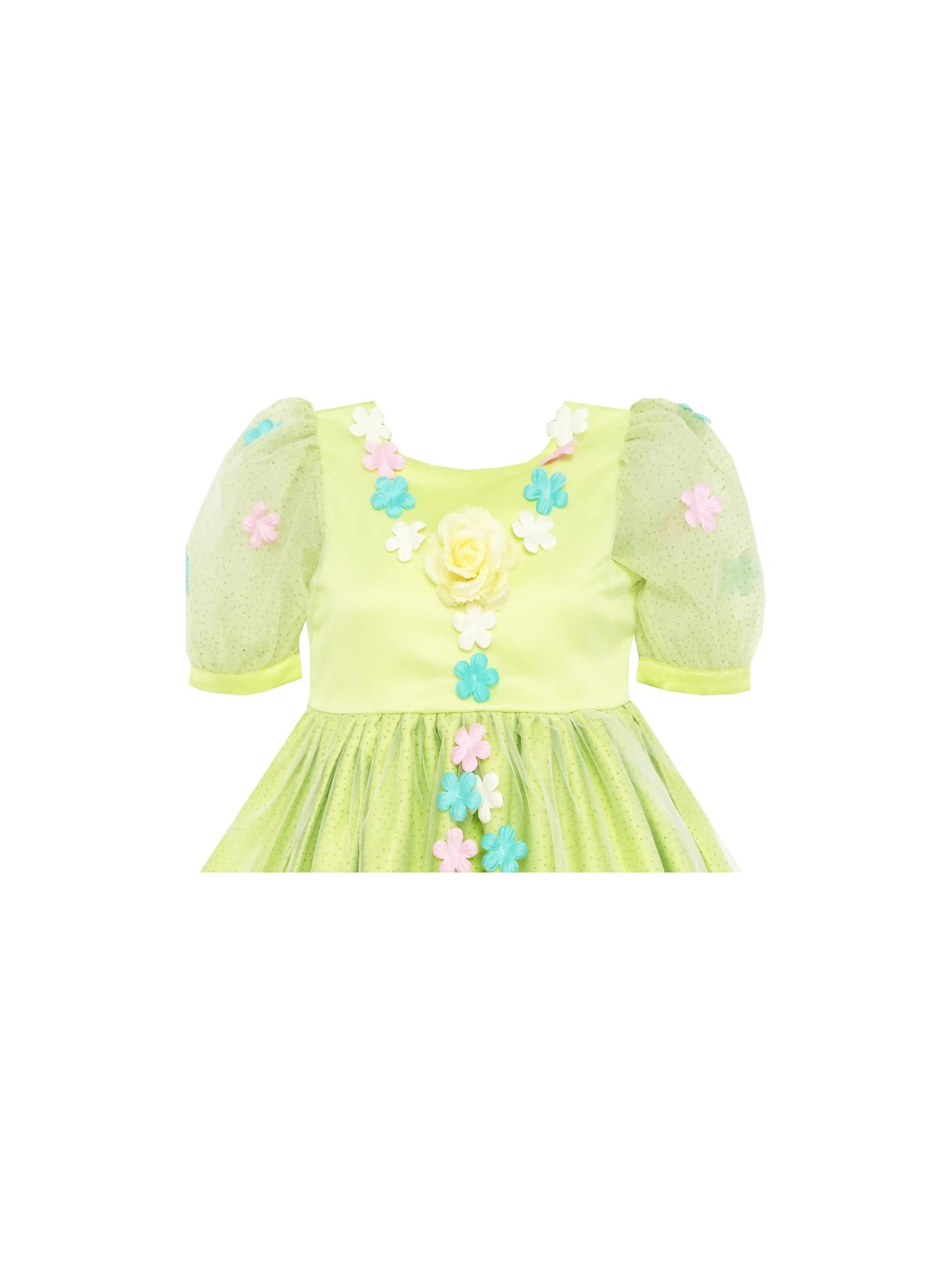 Flower Girl Dress Sequin Rose Petal Tulle Wedding Party Green