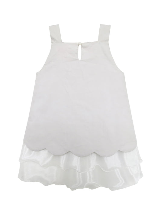 Girls Dress Tank Embroidered Cat Pattern Gray Gray
