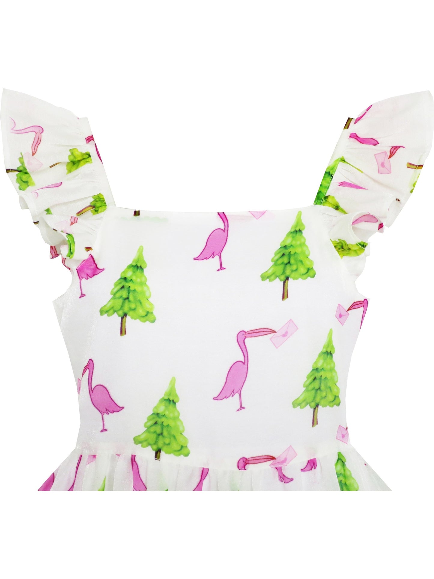 Girls Dress Cute Butterfly Flutter Sleeve Party Sundress Pink