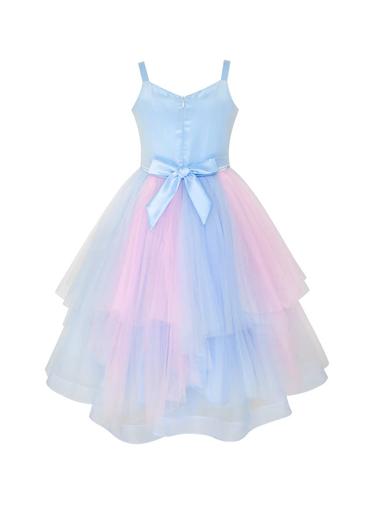 Girls Dress Butterfly Pink Blue Skater Ball Gown Pageant Purple