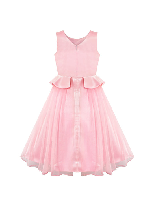 Flower Girls Dress Pink Lace Wedding Party Birthday Pink