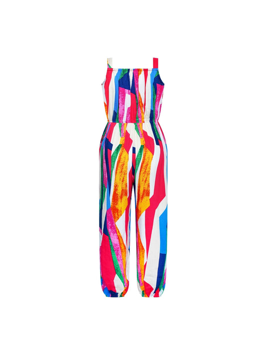 Girls Jumpsuit Colorful Bohemian Style Cotton Holiday Casual Multi-Color