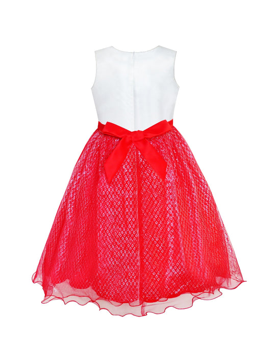 Girls Dress Red Sequin Crown Gloves Bridesmaid Wedding Pageant Red