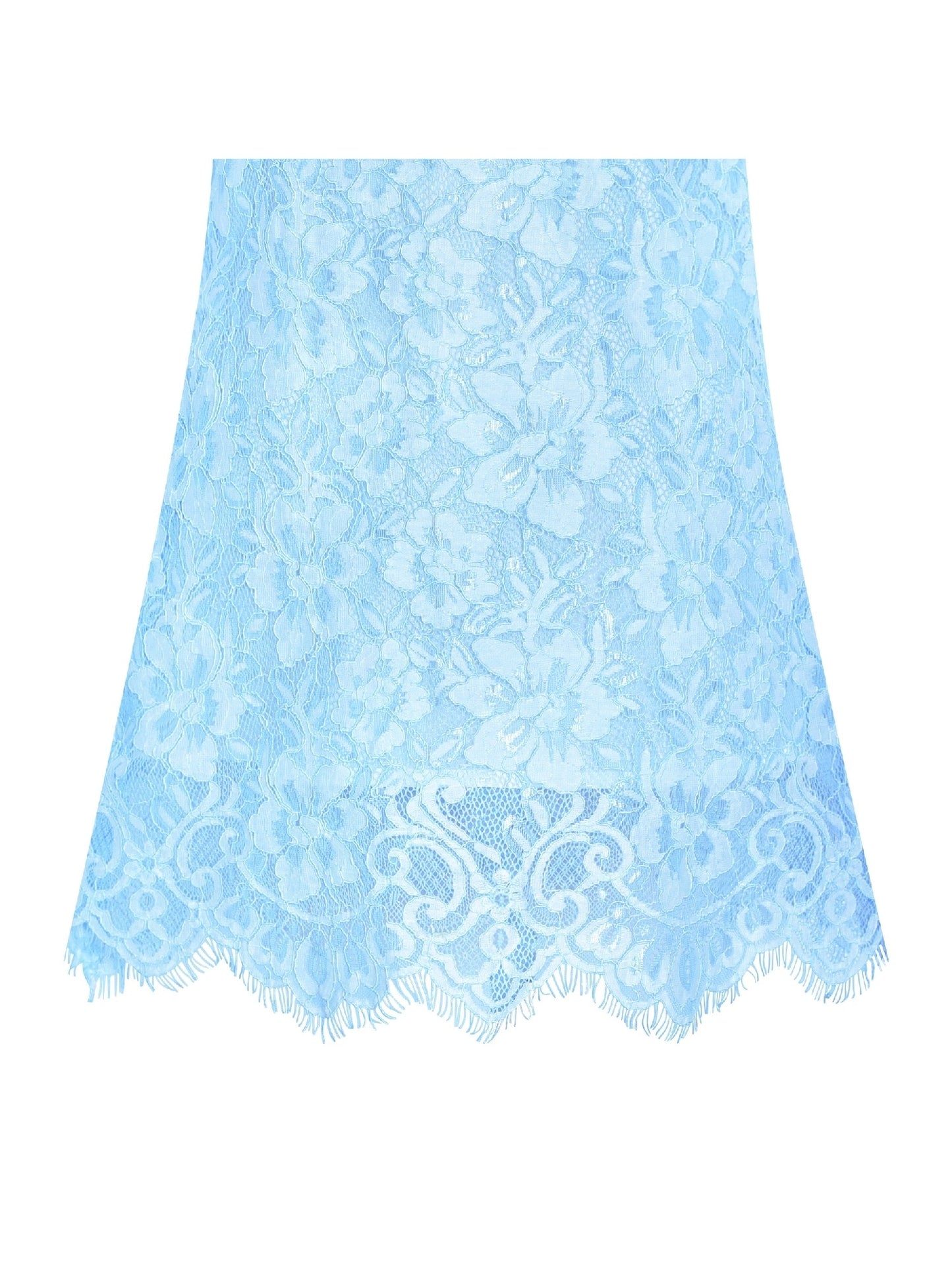 Girls Dress Lace Wave Hem Off White Elegant Party Blue