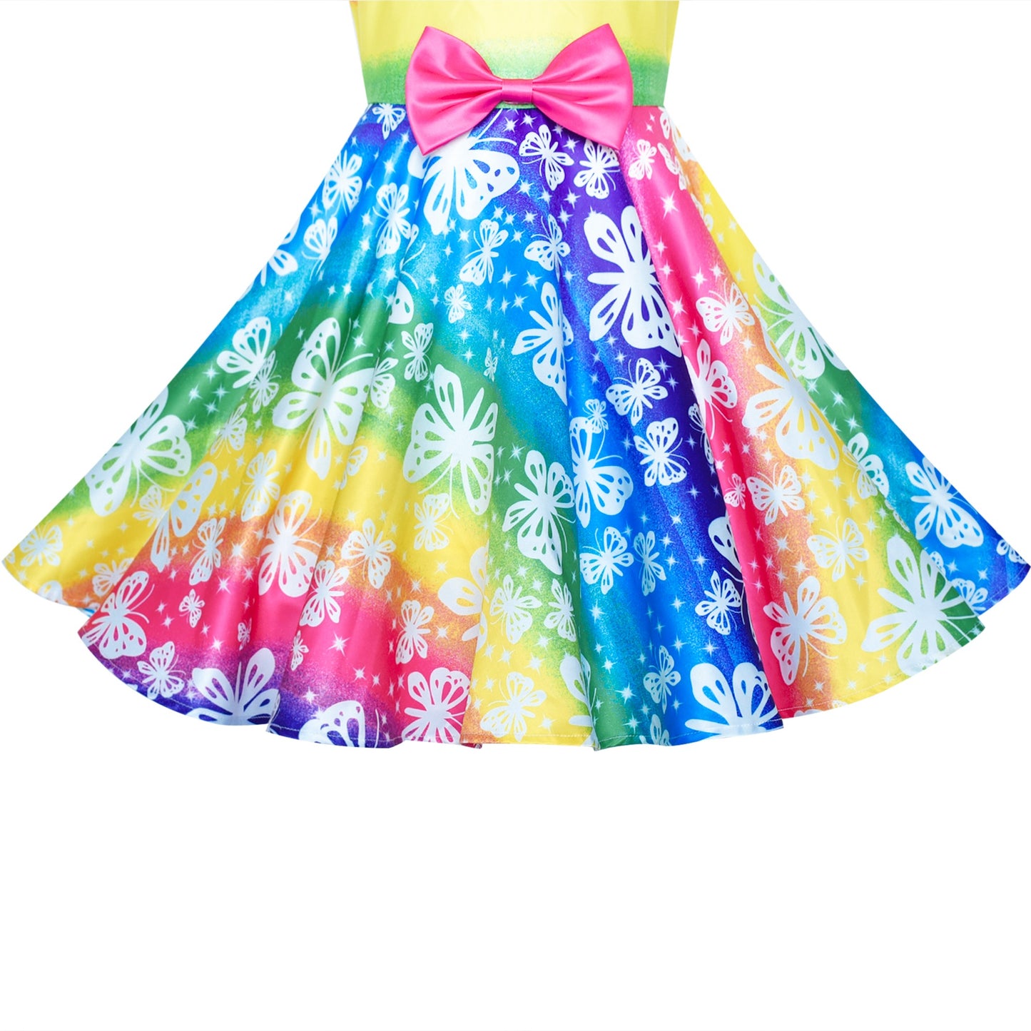 Girls Dress Rainbow Colorful Unicorn Doll Costume Swing Dress Multi-Color