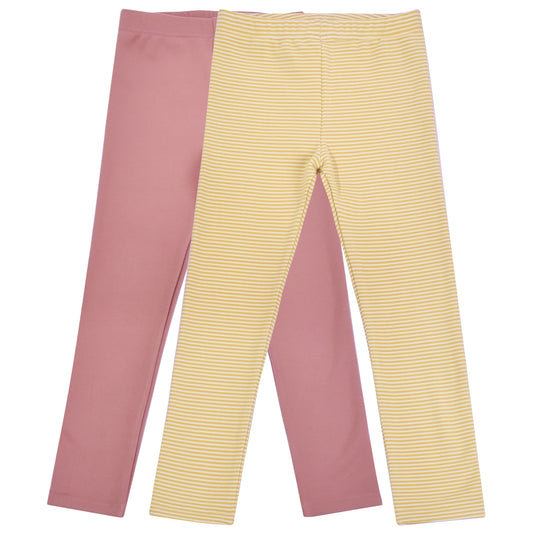 Girls Legging Fleece Lined 2pc Set Pants Warm Ankle Length Winter Yellow